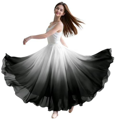 Baisdan Jupe Danse Orientale en Chiffon pour Femme, Jupe Flamenco pour Danse du Ventre et Spectacles