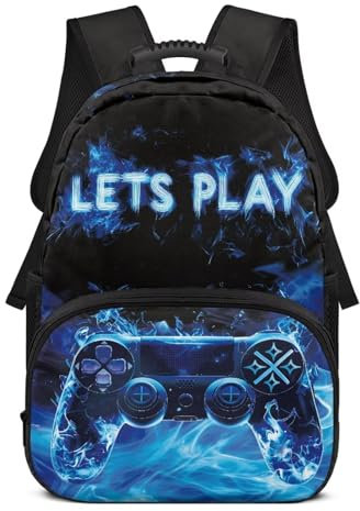 Dolyues Blue Games Console Print Little Kids Backpack Boys Cool Toddler Backpack 1-3 Gaming Boys School Backpack 10-12 Years Old 17 Inches