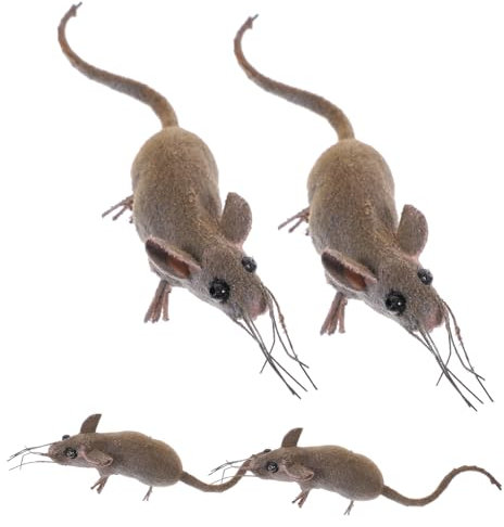HANABASS 4pcs Realistic Faux Mouse Models for Halloween Pranks Tiny Artificial Mice Decor Random Color Simulation Props for Teaching and Miniature Gardens