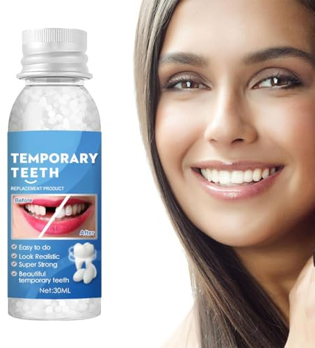 1 Bottiglie Kit di Riempimento Temporaneo Dente, 30ML Denti Finti Modellabili, Dente Finto Provvisorio per Resina, Kit Riparazione Denti per Riempimento del Dente Rotto Mancante