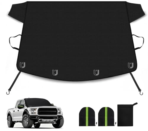 Drsvabze Windshield Snow Cover, All-Season Protection for Most SUV & Truck | Universal Fit | 4X Fixed Anti-Theft System | Heavy-Duty 600D Oxford | No Scrape, Just Drive (Large (74 × 48)
