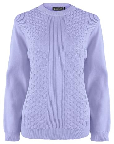 Generation Fashion New Ladies Women Knitted Sweater Crew Neck Jumper Pullover Long Sleeve top[Lilac,S-M]