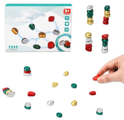 Magnetisches Schachspiel Set, Tragbares Magnetisches Schachspiel-mit 20 Magnetsteinen, Seil und Tasche, Brettspiel für Denkspiel, Magnet Tischspiele Geeignet für Familienfeiern,Geburtstagsparty-Farbe