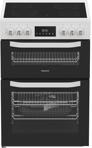 Hotpoint HTE6VDCW 60cm Wide Single Oven Electric Cooker with Ceramic Hob - White - A/A Rated