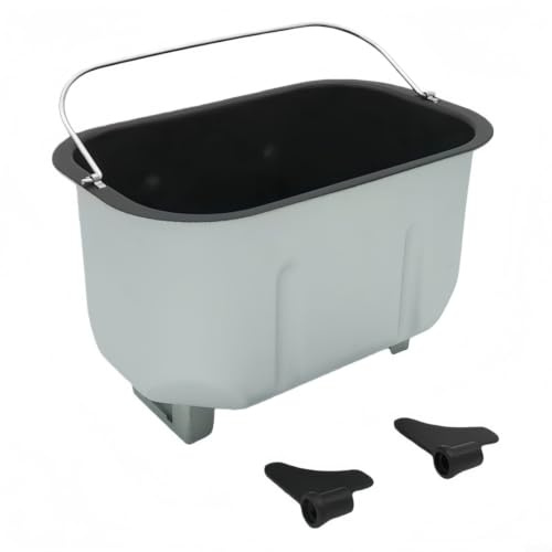 Cubo para hacer pan, molde antiadherente de repuesto con 2 ganchos para amasar, aleación de aluminio para diferentes modelos de panificadoras, negro, 24,8 x 15,5 x 15,7 cm