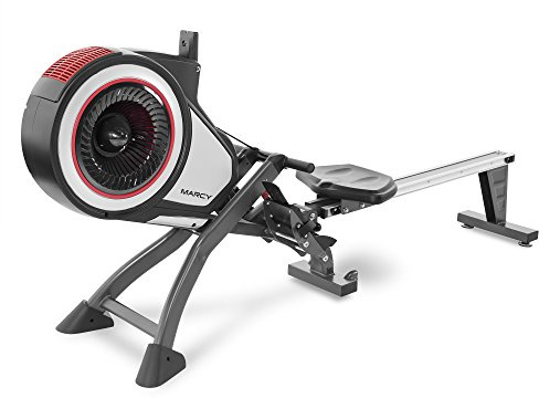 Marcy Foldable Turbine Rowing Machine Rower with 8 Resistance Setting and Transport Wheels NS-6050RE, Gray