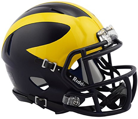 Riddell Michigan Wolverines 2016 Low Gloss NCAA Revolution Speed Mini Football Helm