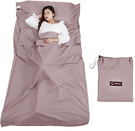 Queta Hüttenschlafsack Schlafsack Reiseschlafsack mit Tragetasche Ideal für Innen Hostels Berghütten Jugendherbergen Camping Outdooraktivitäte usw.