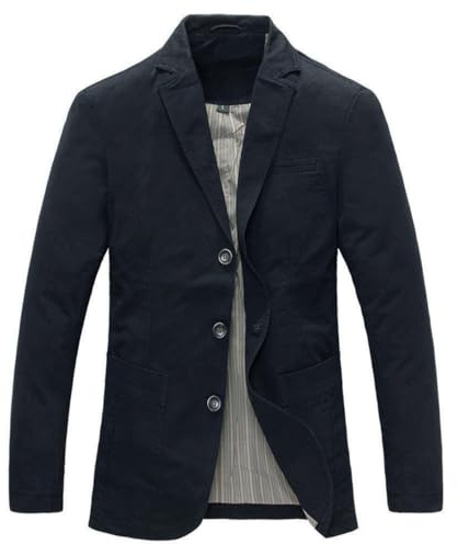 Allthemen Herren Sakko Sportlich Slim Fit Blazer Baumwolle Freizeit Jackett Used Look Sportsakko Schwarz XXL