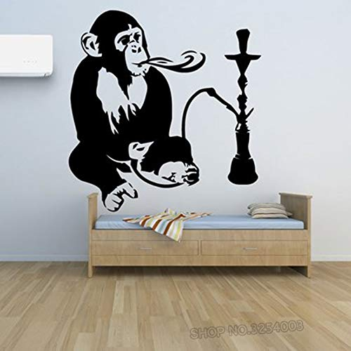 yiyitop Shisha Shisha Wandtattoo Rauchfenster Shop Decor AFFE Mit Shisha Entspannen Arabisch Abziehbilder Abnehmbare AFFE Wandaufkleber 74 * 82 cm