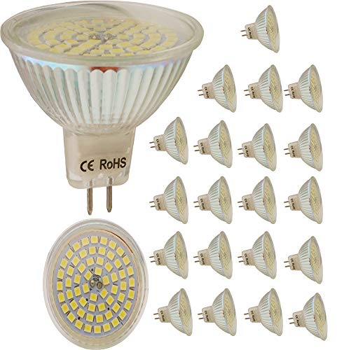 Mengjay 20 Stück MR16 3W LED Lampen Birnen Cold weiß (7000k) ，60 SMD 2835, 320 lumen, AC/DC 12V, Led - Winkel 120 °, CRI:80 ，Kein Stroboskop effekt