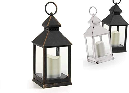 Lanterna led a batteria struttura in plastica colori assortiti bianco/nero schabby chic 11 * 11 * 24 cm EGO-787546
