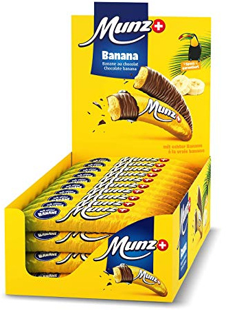 Munz Schweizer Schokolade Schokobananen mit echtem Bananenmark 760g | glutenfrei, ohne Palmöl, perfekt als Snack für unterwegs, echter Genuss