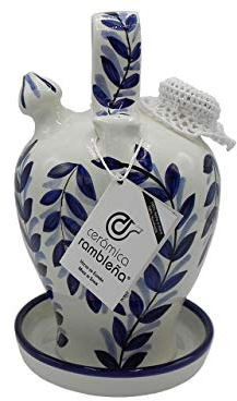 CERÁMICA RAMBLEÑA | Botijo de Barro decoración Guadalquivir de La Rambla (Córdoba) | Botijo Decorativo |100% Hecho a Mano | 3.5 litros | Eco | Accesorios incluidos