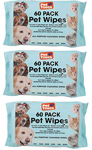 Multi Pack of Pet Grooming Wipes Count Deodorizing & Hypoallergenic Cleaning Wipes for Dogs & Cats All Natural Pet Wipes (180 wipes)
