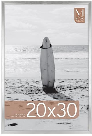 MCS Foundation 20x30 Poster Frame Traditional Silver, Vertical & Horizontal Wall Hanging Large Picture Frame for Photos, Posters & Art Prints (1-Pack)