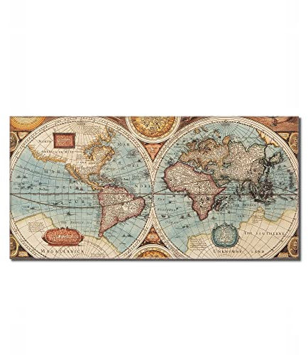 banjado Glas Magnettafel (120 x 60cm) - Magnetwand Glas - Magnetpinnwand als Memoboard - Pinnwand Magnettafel Küche, Büro, Kinderzimmer - Historische Weltkarte