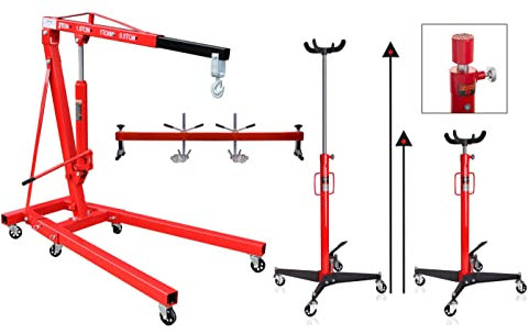 otgerlensker products Motorkran 2000 kg 2 t + Getriebeheber 500 KG mit Adapter + Motorträger 500 KG