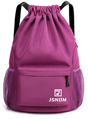 JSNOM Turnbeutel Kordelzug Wasserdicht Sportbeutel: Beutel Rucksack Groß mit Reißverschluß Innentasche Gymsack Gym Bag für Damen Herren