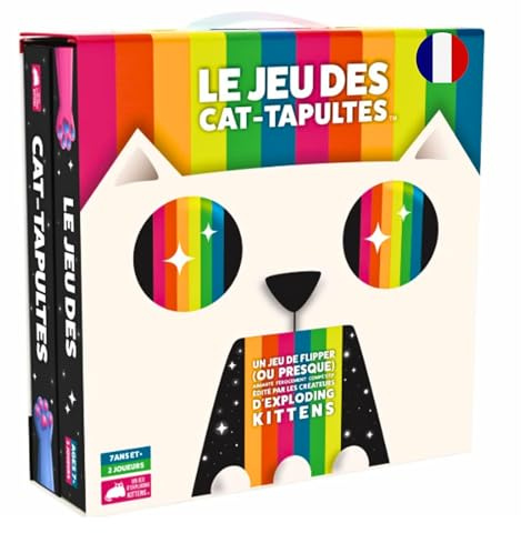 Asmodee - Le Jeu des Cat-TAPULTES - Jeu d'Ambiance - 15 Min | Pour Enfants à Partir de 7 Ans - Jeu de Société d'action - Boîte Sert de Plateau de Jeu - 2 Joueurs - Exploding Kittens