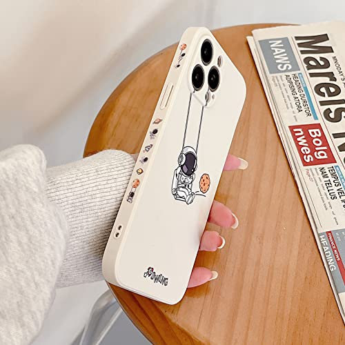 Yonds Queen für iPhone X / XS Niedliches Hülle, Cool Cartoon Astronaut Space Planet Swing Design Stilvoll Stoßstange weiches TPU rutschfeste Stoßfeste Schutzhülle (iPhone X / XS, Weiß Planet)