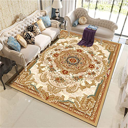 RUGMRZ Wohnzimmerteppich Modern 160 x 230 cm Teppiche Designer Für Wohnzimmer Khaki Kuschelige Großer Traditioneller Orientteppich Mit Vintage-Blumenmuster, Leicht Zu Reinigen,Khaki,160