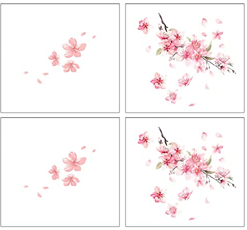 ZYNCUE Auto-Aufkleber mit Kirschblüten-Motiv, Vinyl, für Windschutzscheibe, Windo, Stoßstange, Rosa,4 Stück B0BHL75V71