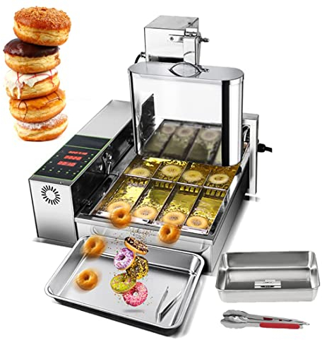 Machine automatique de fabrication de beignets commercial 4 rangées 6L trémie numérique beignet friteuse, beignets faisant la Machine à frire mini beignets fabricant épaisseur réglable en acier