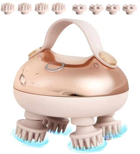 Electric Scalp Massager, arboleaf Waterproof Head Massager Scalp with Replacement Silicone Heads for Hair Growth, Handheld Massager for Deep Cleansing, Body Relief, USB Rechargeable Cat Massager