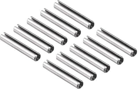 QUARKZMAN M5x30mm 304 Acciaio Acciaio Rotolo Perni x 10pz Intaglio Molla Rotolo Perno Perni Fissaggi per Casa Miglioramento & Riparazione, Lavorazione Meccanica, [Argento Tono]