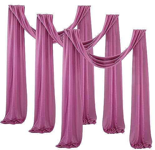 HUHJYUGE Hochzeit Vorhang Traubogen 75x600cm, 3 Stück Volant Gardine Querbehang Drapierstoff, Eleganter Weich Tüll Foto Hintergrund, für Fotografie Party Hochzeit Geburtstag Taufe