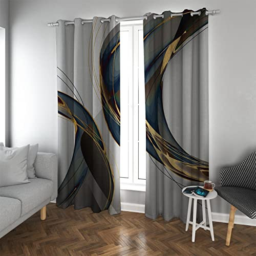 HengYun ART Moderner Abstrakter nordischer Stil 2-teiliger Verdunkelungsvorhang isoliert langlebiger Möbelschutz Dekor Verdunkelungsvorhang für Wohnzimmer 2X W96xL122cm