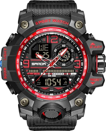 Digitale Armbanduhr Herren Analog Digital Sport Militäruhr für Herren Jungen Outdoor wasserdichte Sportuhr mit Wecker LED Licht Datum Woche 12/24H Multifunktions Tactical Watch for Men