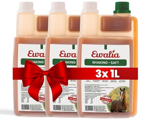 NEU! EWALIA Shakingsaft - Beruhigendes Ergänzungsfuttermittel für Pferde, Unterstützung der Stressresistenz, Förderung des Wohlbefindens, 100% natürliche Kräuterformel, 3x1 Liter