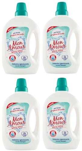 FELCE AZZURRA Mon Amour Igiene Attiva Detersivo Igienizzante, Detersivo Igienizzante, Detergente Líquido Higiénico para Ropa de Color, 26 Lavados, 1,560 L