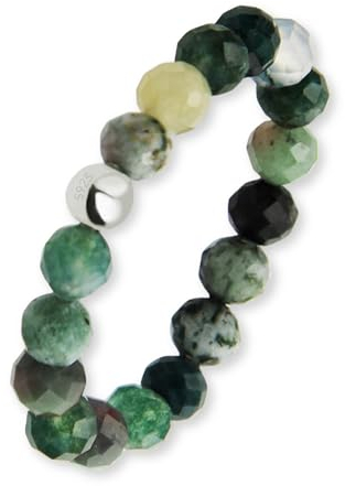 GD GOOD.designs Anti Stress Ring Gruen aus Naturstein Perlen für Damen | Elastische Anxiety Rings | Fidget Ringe | Ringgröße 52-60