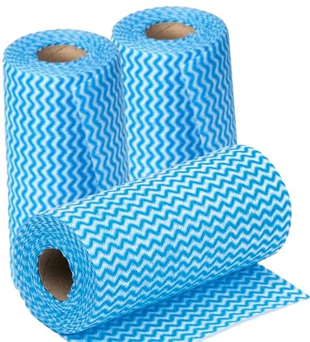 150 Putztücher Wischfixtuch Rolle 50 Blatt je Küchenrolle Wischtuch Reinigungstücher (Blau)