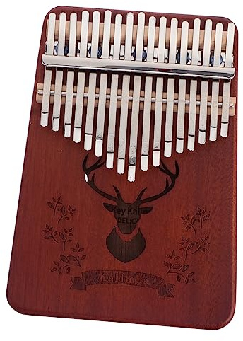 17-tasten Daumenklavier, Tragbares Kalimba Musikinstrument | Kaffeefarben, 2 Schalllöcher, für Musikunterricht und Zuhause, für Profis und Kinder