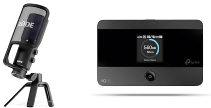 RØDE NT-USB+ Professionelles USB-Mikrofon & TP-Link M7350-4G (CAT4) Tragbarer WLAN-Router, MiFi, Farbbildschirm