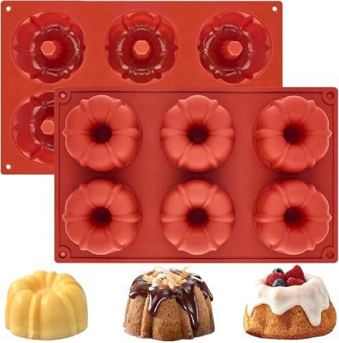 Socluer Mini Moule à Kouglof en Silicone 2 Pièces Moules à Gâteaux Miniatures pour Muffins, Brownies, Pudding, Glaçons, Gelée