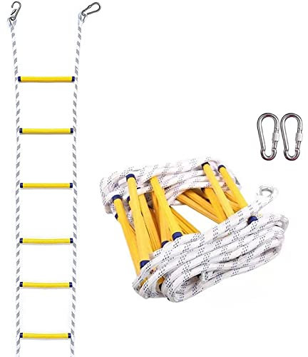 PNAJFUEL Strickleiter, Sicherheitsleiter, Strickleiter Für Notausgänim Feuerfall Für 3-4-Stöckihäuser, Sicherheitsleitern Mit Sicherheitsgurt/20M/65.6Ft