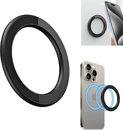XiXiYang Magnetic Wall Mount Sticker Phone Ring Holder, Mag-Safe Wall Sticker, Magnetic Ring Holder with Self-Adhesive Adhesive, Compatible with iPhone 12/13/14/15 Series Case (black)