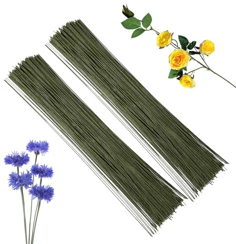 POPOYU 50Stück Floristik Draht,Blumendraht Dunkelgrün,Steckdraht Floristik,Steckdraht,Floristenbedarf,Blumenstamm Draht 18Gauge für die Herstellung von Blumenhandwerk,künstlichen Blumen,Basteldraht