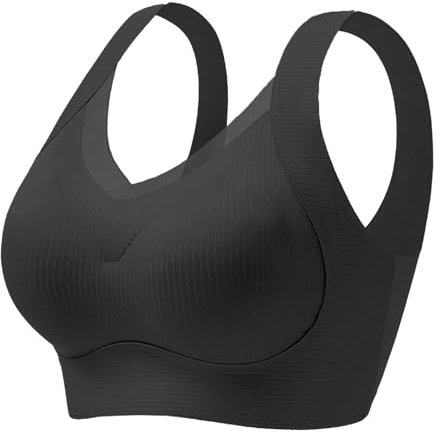 Generico Reggiseno Invisibile Seno Grande Coppe Reggiseno da Donna Senza Cuciture per Piccoli Raccolti e Laterali Che sollevano e sostengono Anti-cedimento Senza Donna Pizzo Reggiseno (Black, XXL)