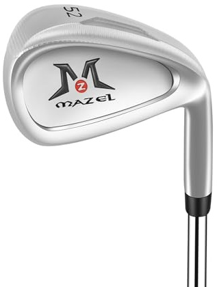 MAZEL Golf Sand Wedge 52/56/60 Degree, Golf Dual Bounce Sole Wedge Club with Curvy Lines for More Friction and Backspin (Silver Single Wedge, 52 Degrees)