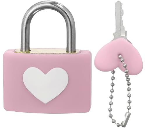 PATIKIL Love Locks Heart Padlock with Key Set, Love Couple Lock Wish Lock Romantic Heart Lock for Lovers Lock Bridge Wedding Anniversary Travel Present, Pink