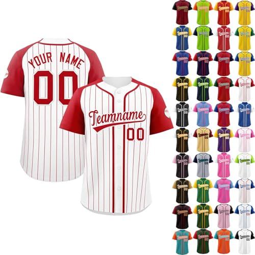 Baseball Trikot Herren Personalisierte Baseball Trikots mit Name&Nummer Individuelle Baseball Shirt Damen Baseball T-Shirts für Männer Frauen Kinder