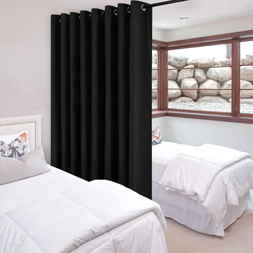 AMZYU Verdunklungsvorhänge mit Ösen, 150 x 175 cm Schöner Weicher, Sichtschutz Blickdichte Schlaufen Gardinen, Raumteiler Waschbar, in Vielen Farben Und Größen, Schwarz
