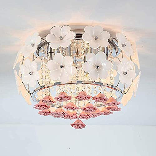 Romantic Ceramic Rose Ceiling Light Modern Round Chandelier E12 Light Source Ceiling Lamp Compatible with Dining Room Bathroom Bedroom Livingroom,Chandelier Lamps