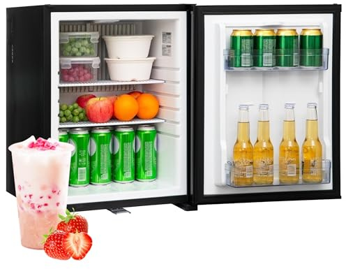 Smad 60L12v Kühlschrank, Camping Kühlschrank 230v, mit Schloss für Wohnwagen, Camper, RV, 0-10℃, Wendetür, Schwarz